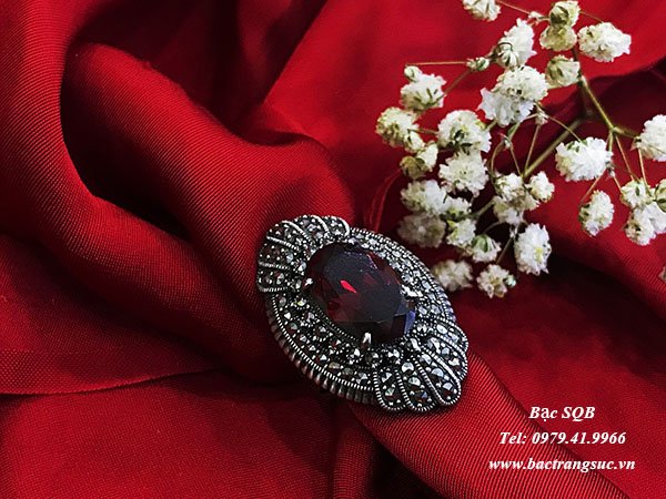 Nhẫn bạc nữ đá đỏ phong thủy  RI-2721