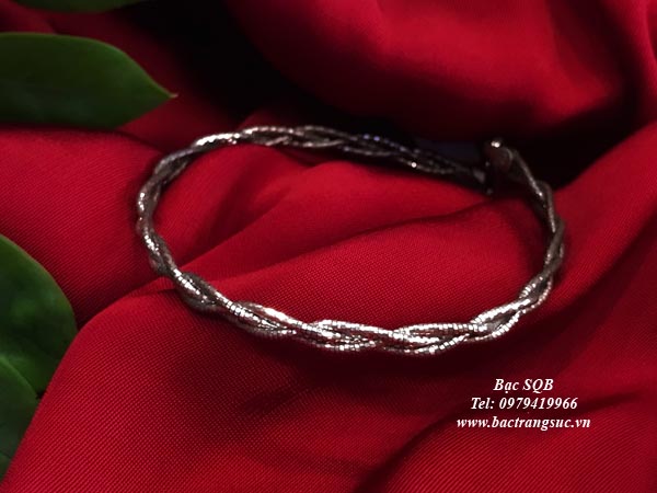 Lắc tay bạc nữ Thái dây đan