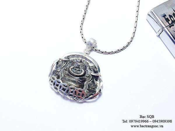 Mặt phật di lặc đá Saphia đen