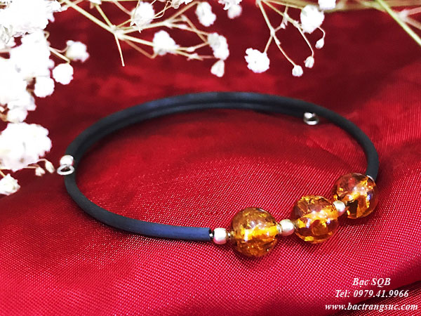 Lắc tay bạc hổ phách BRA1417