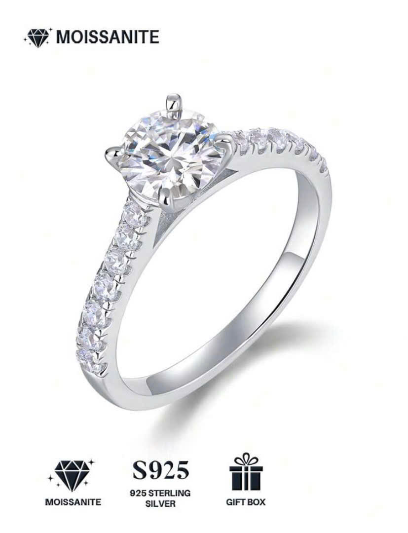 NHẪN BẠC KIM CƯƠNG MOISSANITE MOI- 60