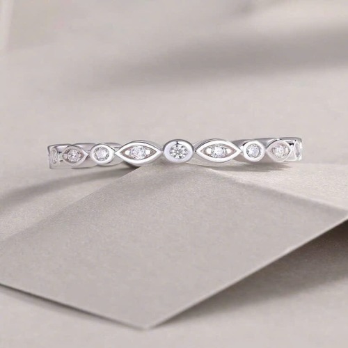 NHẪN BẠC KIM CƯƠNG MOISSANITE MOI- 77