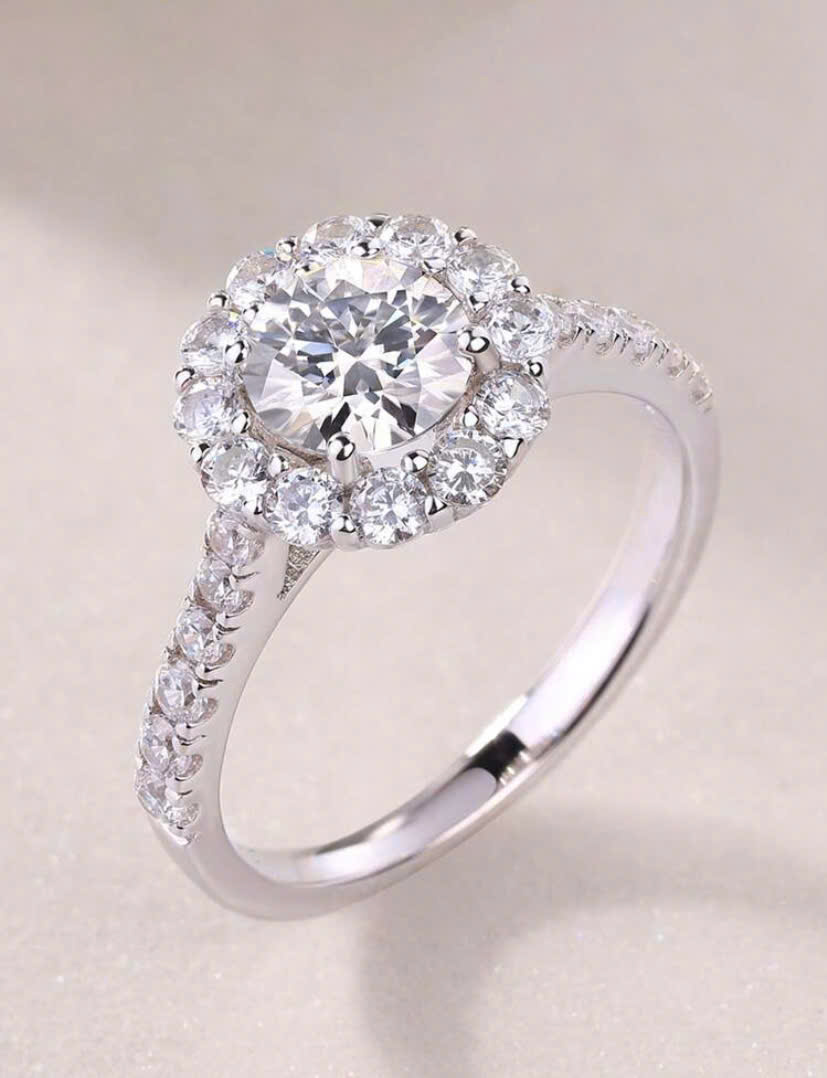 NHẪN BẠC KIM CƯƠNG MOISSANITE MOI- 70