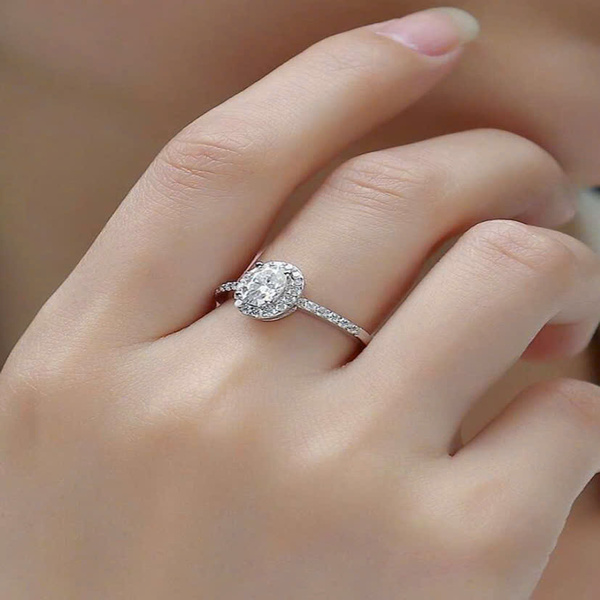NHẪN BẠC KIM CƯƠNG MOISSANITE MOI- 61