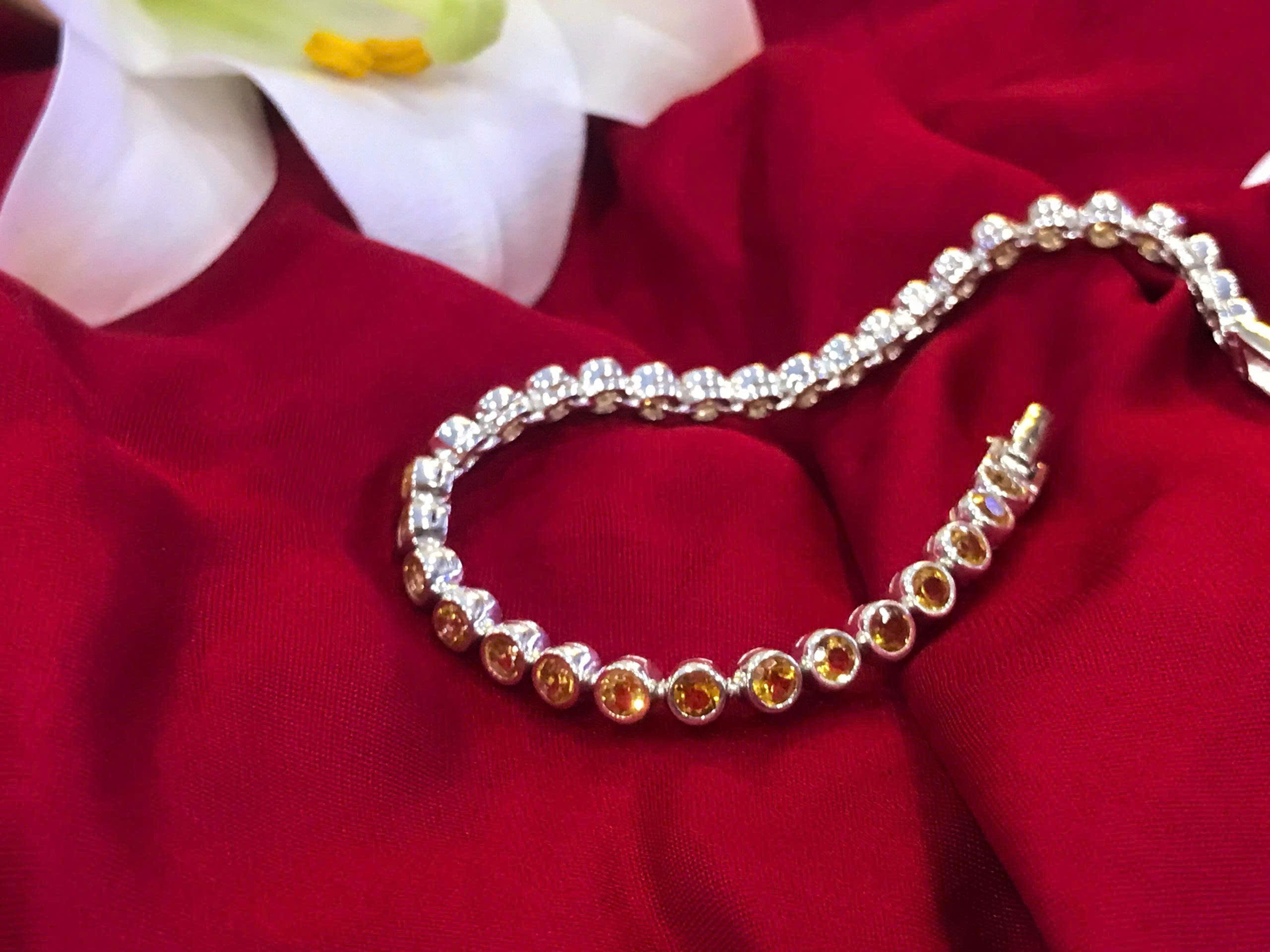 Lắc tay bạc đá thạch anh vàng BRA_ 1489