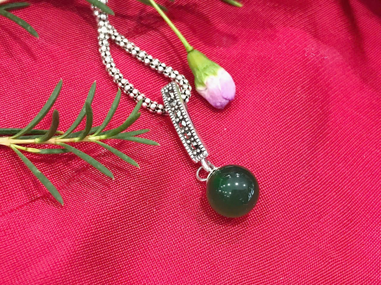 Mặt dây chuyền đá xanh Agate PD-3478