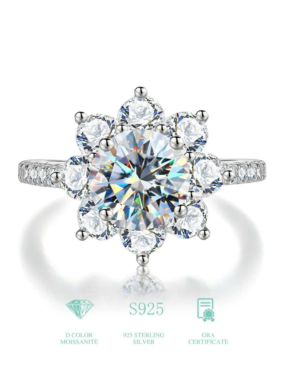NHẪN BẠC KIM CƯƠNG MOISSANITE MOI-69
