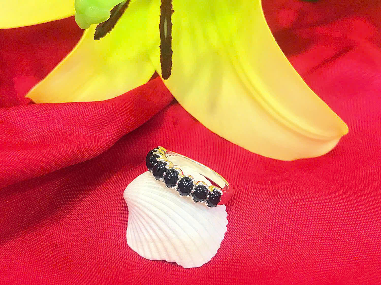 Nhẫn bạc đá đen Onyx tự nhiên RI-3198