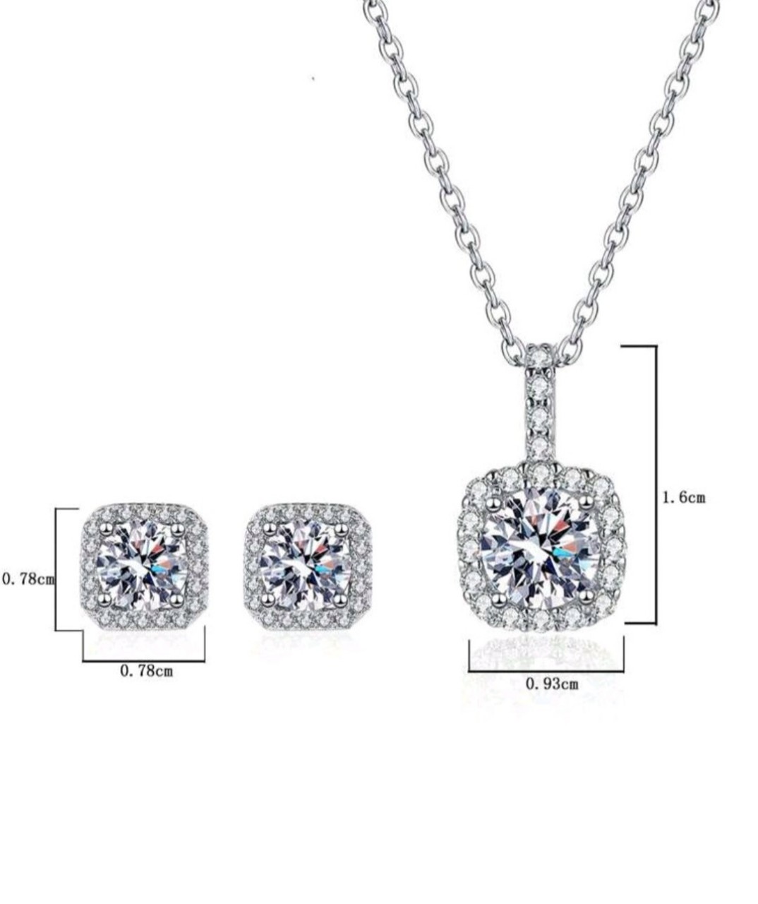 BỘ TRANG SỨC BẠC KIM CƯƠNG MOISSANITE MOI-20